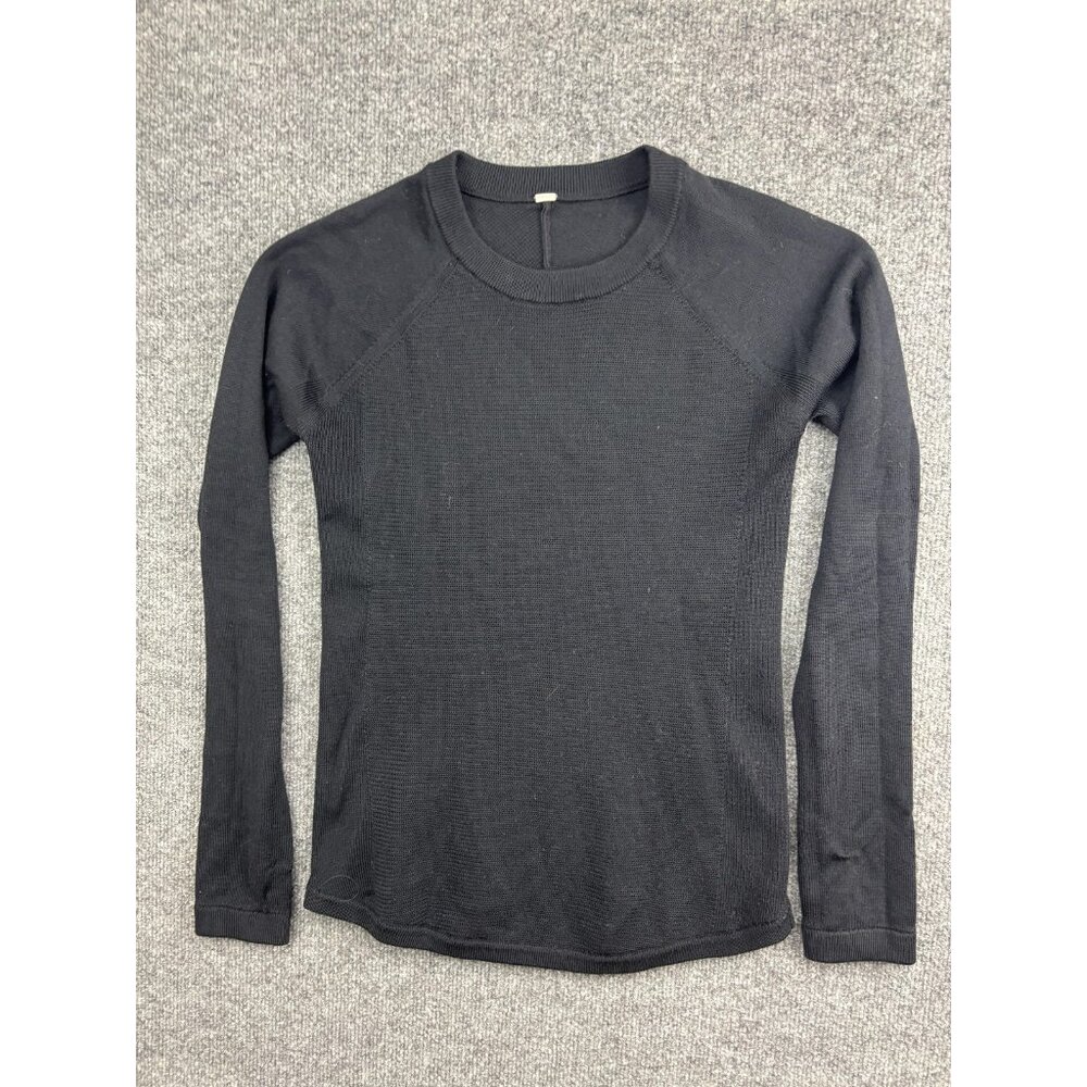 Lululemon Sweater Womens Small Black Long Sleeve Crew Neck Thermal Top Athletic